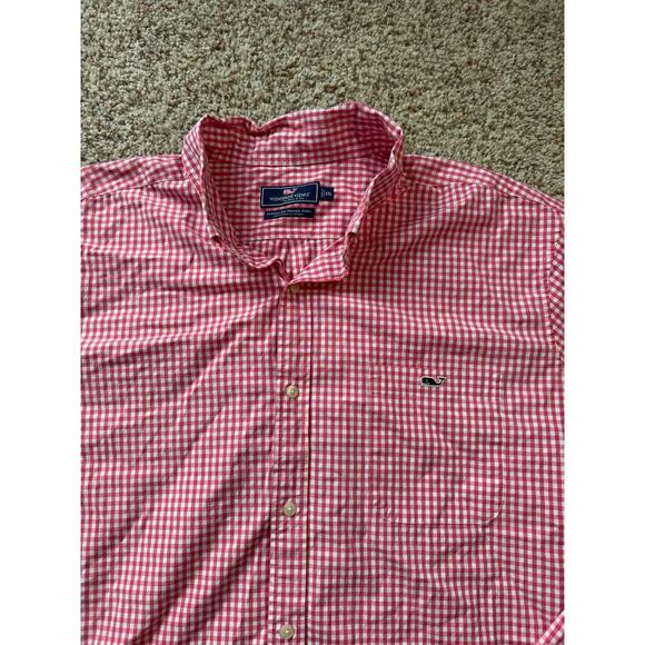 Vineyard Vines Mens XXL collared button up shirt,  long sleeve, Red/Pink & white - Picture 10 of 16